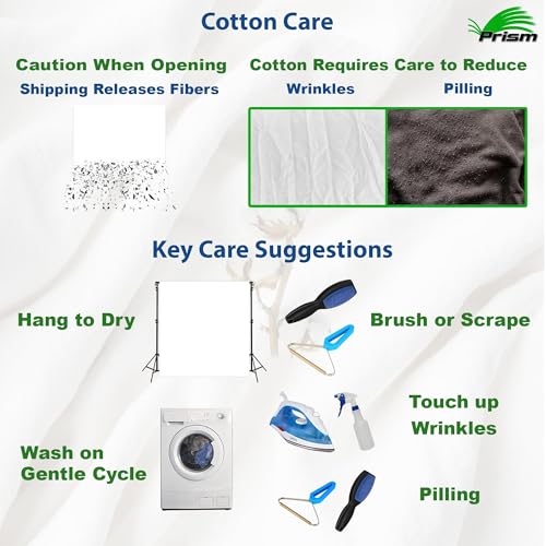 Prism 100% Cotton Extra Thick Professional Video Green Screen Backdrop 5x9 ft, Brushed for Low Light Reflectance and Bleed Through, Sustainable Organic Cotton Muslin with No Microplastic Shedding - color: Green 5x9ft