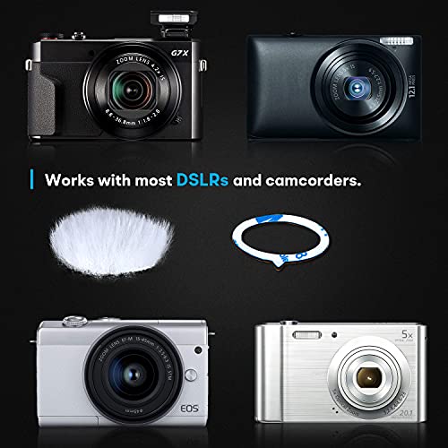 Camera Mic Windscreen, Wind Muff Compatible for Camera DSLR, G7X2 Built-in Microphone, with 16 Stickies and 8 Fur Covers by YOUSHARES(White) - size: Black