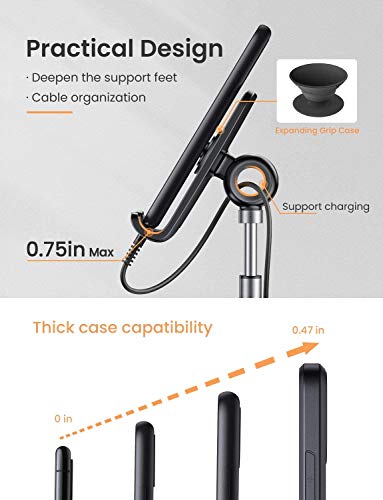 LISEN Cell Phone Stand Adjustable Phone Holer for Desk, Computer Office Desk Accessories for iPhone 16 Holder Women Kitchen Essentials Fits Switch Kindle iPads Tablet 4-10in (Full Black) - color: Full Black