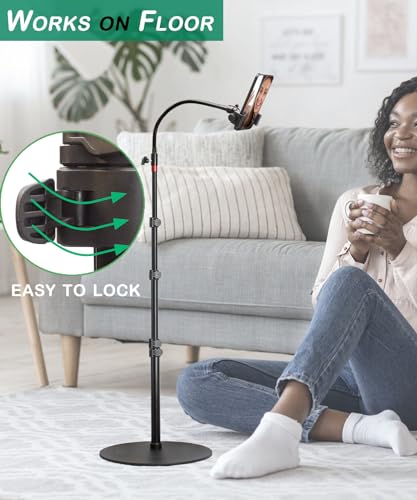 Tall Video Cell Phone Mount with Height Adjustable Stand, Heavy Base, 360 Head - Compatible with iPhone 16, 16 Pro Max, 16 Plus, 15, 14, 13 - color: Center Column Stand