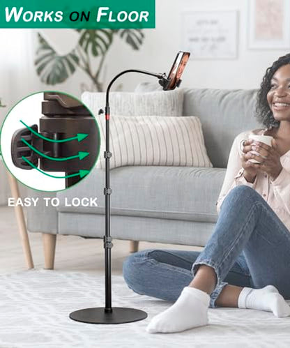 Tall Video Cell Phone Mount with Height Adjustable Stand, Heavy Base, 360 Head - Compatible with iPhone 16, 16 Pro Max, 16 Plus, 15, 14, 13 - color: Center Column Stand