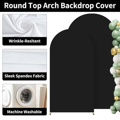 2 Pack Arch Backdrop Stand and Cover Set (7.2FT/6FT), Balloon Arch Stand, Metal Background Arch Stand, Backdrop Arch Frame, Wedding Arch for Backdrop (Black Cover) - color: Arch with Black Cover-(7.2FT/6FT)