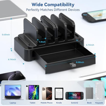 KDD 6 in 1 Mouse Mat with Magnetic Desktop Storage and Vertical Laptop Stand with Drawe