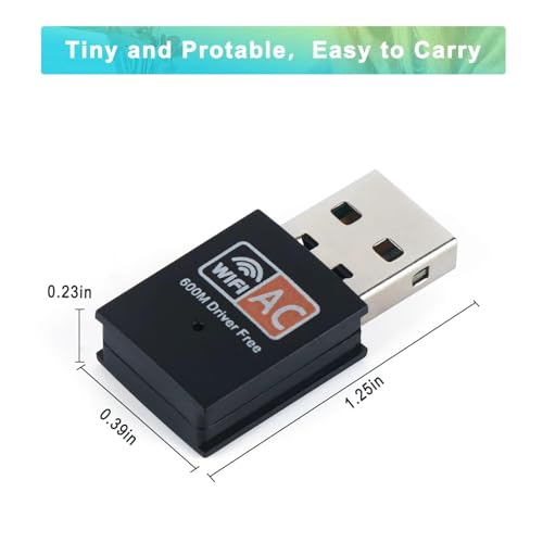 USB WiFi Adapter, AC600 2.4G/5G Dual Band Wireless WiFi Adapter for Desktop PC, Linccras Mini WiFi Dongle for Windows XP/7/8/10, Mac 10.9-10.313