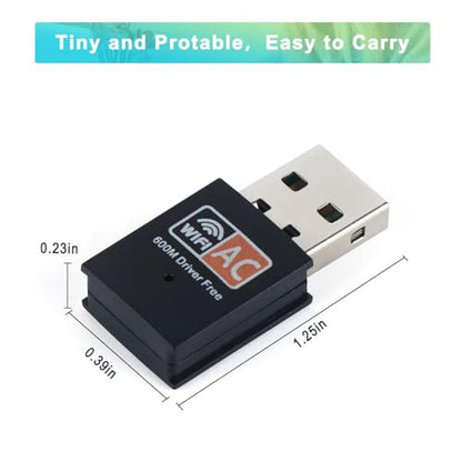 USB WiFi Adapter, AC600 2.4G/5G Dual Band Wireless WiFi Adapter for Desktop PC, Linccras Mini WiFi Dongle for Windows XP/7/8/10, Mac 10.9-10.313