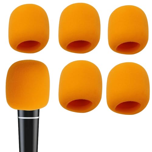 6 PCS Orange Thicken Ball-Type Sponge Foam Mic Cover Handheld Microphone Windscreen Shield Protection Micro Foam Filter for KTV Broadcasting - color: Orange