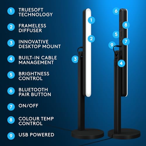 Logitech G Litra Beam Premium LED Gaming Key Light with TrueSoft, Adjustable Desktop Mount, Brightness/Color Temp Settings, Desktop App Control for PC/Mac - Graphite - style: Non-RGB