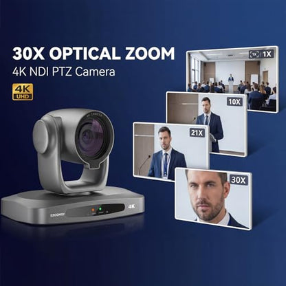 PTZ Camera 4K 30X Optical Zoom AI Auto Tracking - Professional Conference Camera with HDMI/3G-SDI/USB/POE IP Streaming for Church Worship, Education, YouTube Live, Facebook Streaming & Remote Meetings - style: 30X HDMI/SDI/USB/LAN/4K