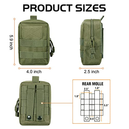 3 Pack Molle Pouch Combo Water Bottle Pouch Holder Tactical Molle Pouches Compact Utility Waist Bag Pack - color: Combo A:Green