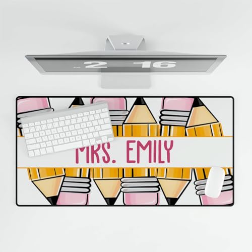 Teacher's Pencil Personalized Deskmat, Teacher Custom Name Mouse Pad, Teacher Appreciation Gift, Teacher Desk Decor, Back to School Gift Desk Mat for Teachers Mousepad with Names - style: Style 1