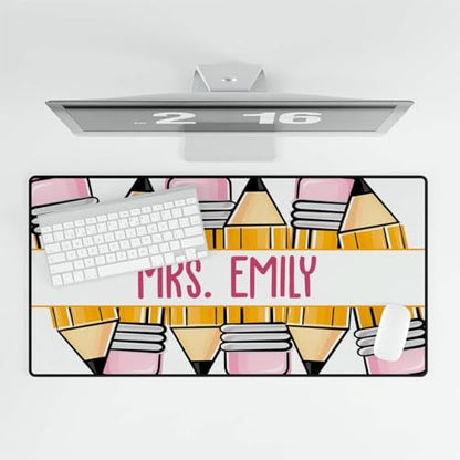 Teacher's Pencil Personalized Deskmat, Teacher Custom Name Mouse Pad, Teacher Appreciation Gift, Teacher Desk Decor, Back to School Gift Desk Mat for Teachers Mousepad with Names - style: Style 1