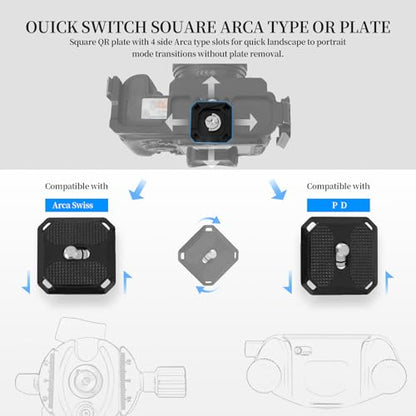 2 Pack Arca-Swiss Plate, Quick Release Plate Camera Mount for Tripod,38mm Arca-Swiss Mount Plate with Safety Pins, Lightweight Aluminum for Tripod/Monopod/Strap, 1/4" Screw Compatible Camera,0.67oz - size: 38mm*38mm