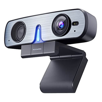 RC08 2K Webcam with Speaker, Webcam for PC, HD Web Cam with Noise Reduction Mic/Harman Speaker/4X Eptz/Privacy Cover/0.2S Auto-Focus/Low Illumination, Computer Camera for Zoom/Teams/Meeting - style: RC08 Webcam with Speaker