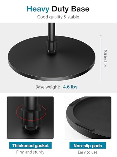 InnoGear Mic Stand, Max Height 66.34" Microphone Stand Floor Detachable Boom Mic Arm Stands with Weighted Round Base for Blue Yeti HyperX QuadCast SoloCast Shure SM58 Samson Q2U Fifine K669B, Large - style: Screw Knob 39“ - 66"