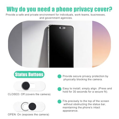 2pcs Cell Phone Front Camera Cover for Android Pixel Galaxy iPad, Centered Single Camera Slide Privacy Protection Web Cam Protector for Computer Laptop Ultra-Thin Webcam Cover (Black)