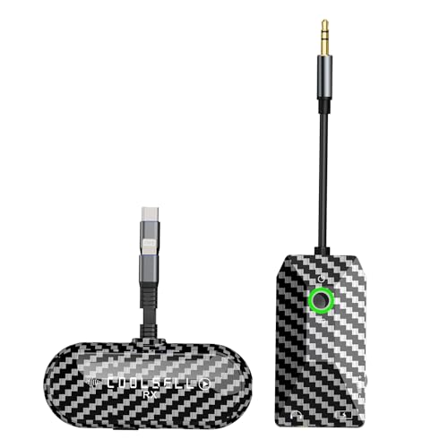 Wireless Audio Interface, USB C and Lightning Interface for Music Recording and Live Streaming, Stereo Wireless Audio Transmitter and Receiver Compatible with iPhone, iPad, Mac, Android, PC - color: Black