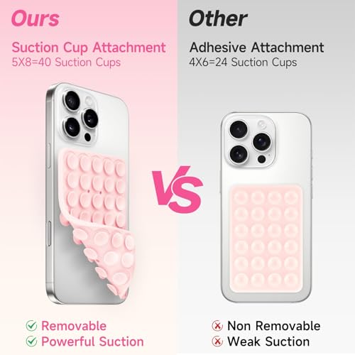 Yojaro Silicone Suction Cup Phone Case Mount Double Sided, Phone Accessories Hands-Free Strong Grip Holder for Selfies and Videos (Reddish Brown Glitter) - color: Reddish Brown Glitter
