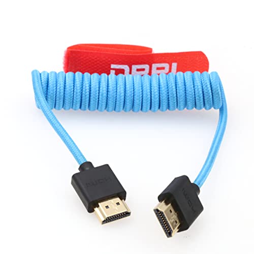 8K HDMI to HDMI 2.1 Ultra High-Speed Braided Coiled Cable for Sony A7R-V A7III a7s3, FX3 to Atomos Ninja V - color: Blue braided Coiled, size: HDMI-HDMI