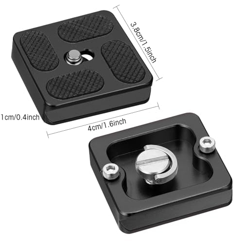 Frienda 2 Pieces Metal Quick Release Plate with 1/4''-20 Camera Screw Tripod Mount Plate Fits Standard for DSLR Camera Tripod Ball Head (Black,Pu40) - color: Black, style: PU40