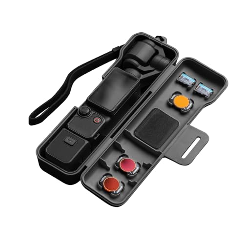 Travel Waterproof Case for Dji Osmo Pocket 3 Creator Combo/Xtra Muse Accessories, with 3 Magnetic Cpl/Nd Filter Storage Slots and 2 Storage Card Slots, with Wrist Strap (Black) - color: Black