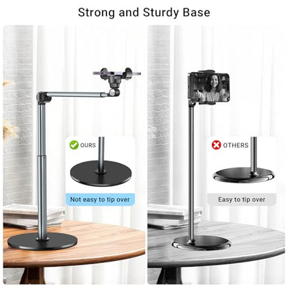 Mionondi Overhead Phone Mount for Video Recording, Aluminum Overhead Tripod for iPhone, Desk Phone Camera Stand for Cooking, Nail Techs, Filming, Live Streaming