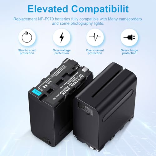 4&6 Pack NP-F970 Batteries 8900mAh and 4/6-Channel Charger Compatible with NP F970, F960, F950, F930, F770, F750, F570, F550, F530, F330 and Handycams, Field Monitor, Video Light (4 Channel&4 battery) - size: 4 Channel&4 battery