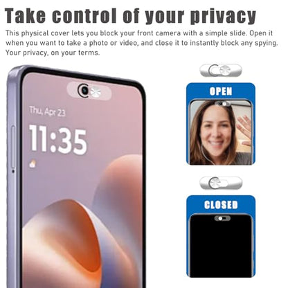Front Camera Cover Compatible for Smartphones,Webcam Cover Compatible for Pixel/Galaxy/iPad,Protect Privacy and Security,Camera Slide Protection,2 Pack-Silver - color: Silver
