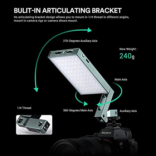 Godox M1 RGB Camera Light, Portable LED Video Light, Pocket Full Color LED Video Light Panel CRI 97+ 2500k-8500k, Music Beats Function and 15 FX Lighting Effects with Aluminum Alloy Body - Gray