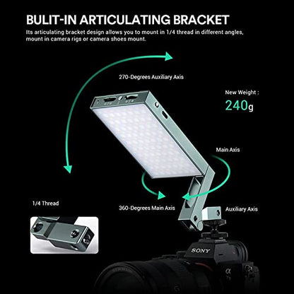 Godox M1 RGB LED Full Color Video Light,Pocket Size RGB Mini Video Light，13W 2500k-8500k Adjustable,CRI97 TLCT97,Music Beats Light Function and 40 FX Lighting Effects with Aluminum Alloy Shell(Gray) - color: Gray
