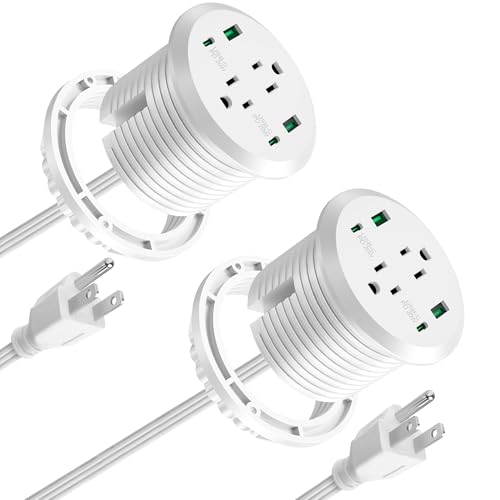 3 inch Desktop Power Grommet USB C,40W Fast Charging Station,Furniture Recessed Power Strip,2 Outlets,4 USB Ports,Flush-Mount for Desktop, Workspace Essential Desk Outlet,2 Pack - color: White, size: 2 Packs