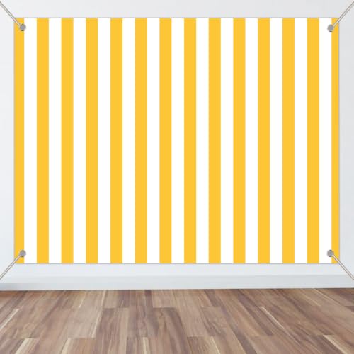 8x6FT Yellow and White Striped Backdrop Baby Shower Birthday Party Photography Home Wall Decor Background Indoor Outdoor Decorations KUTK065 - color: Yellow, size: 8x6FT