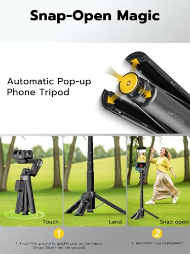 AOCHUAN Gimbal Stabilizer for iPhone, 4 in 1 Phone Gimbal w/360° Rotation for iPhone/Andriod Sefie Stick Tripod w/Auto Face Tracking and Wireless Remote for Vlogging-M3 Promini Black - color: Black