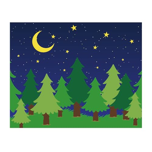 Teenyyou 8 x 10 ft Enchanted Forest Camping Backdrop Scene Camping Background Supplies Forest Night Scene Photography Background for Theme Party Photo Banner Decoration - size: 8 x 10 ft