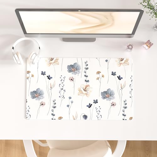 QIYI Large Mouse Pad, Floral Desk Mat for Desktop, Women Girls PU Leather Waterproof Gaming Mousepad, Computer Laptop Flower Desk Accessories Protector Writing Pad for School Office Home 23.6" x 13.8" - color: Watercolor Flowers, size: 23.6" x 13.8"