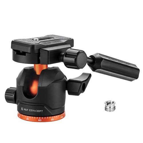 K&F CONCEPT 36mm Tripod Ball Head, 8kg Heavy Duty Head with Detachable Handle & Tilt Limiter, Arca Swiss Ball Head Mount with Quick Release + 360° Panoramic for Mirrorless Cameras and DSLRs