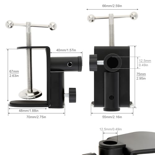 2-IN-1 Large Table Mount Clamp Metal Desk Mic Clamp Holder for Microphone Suspension Boom Scissor Arm Bracket (1)