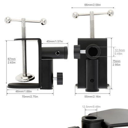 2-IN-1 Large Table Mount Clamp Metal Desk Mic Clamp Holder for Microphone Suspension Boom Scissor Arm Bracket (1)
