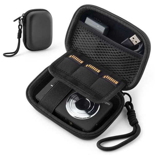 Camera Case for Digital Camera CAMKORY DC403 FHD 1080P/ KODAK PIXPRO FZ55/ FZ45, Small Travel Compact Camera Holder with Mesh Pocket for Accessories SD Card (Black) - color: Black
