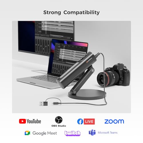 NearStream USB Condenser Microphone for PC, Camera, Podcast Microphone for Stream/Record, Desktop Mic with 8 Mic Array/Noise Canceling/3 Polar Patterns/Volume Control/Monitoring, Studio Mic AM10U