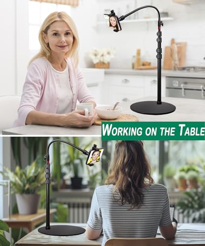 Cell Phone Stand, Phone Floor Stand, Swivel Cell Phone Mount with Height Adjustable Stand, Heavy Stable Base, Compatible with iPhone 16, iPhone 16 Pro Max, iPhone 16 Plus,15, 14, 13, 12 - color: Side Column Stand