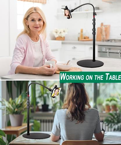 Cell Phone Stand, Phone Floor Stand, Swivel Cell Phone Mount with Height Adjustable Stand, Heavy Stable Base, Compatible with iPhone 16, iPhone 16 Pro Max, iPhone 16 Plus,15, 14, 13, 12 - color: Side Column Stand