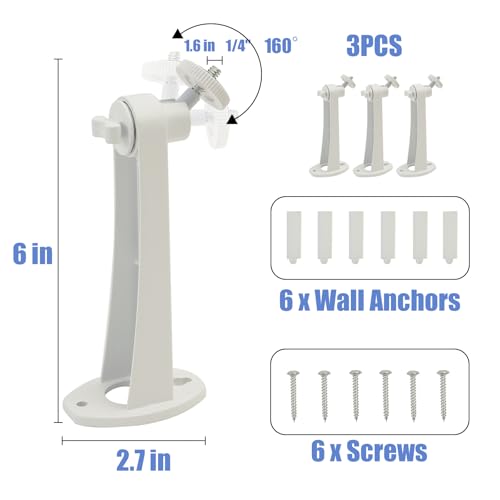 3PCS Aluminum Alloy Extremely Long 6 in Camera Mount for eufy Camera Mount eufyCam 2C/2C Pro, 3C/S300, for SoloCam S220/C210, Adjustable Wall Mount Brackets Indoor/Outdoor, Rust-Proof and Durable - size: 6 inch 3Pcs