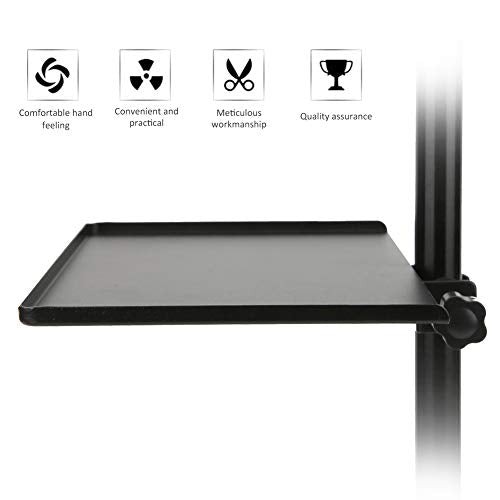 Sound Card Tray, Alloy Black Metal Shelf Bracket Phone Clip Universal Microphone Stand Clamp on Rack Tray Holder Tripod Sound Card Tray for Live Streaming, Karaoke, Recording