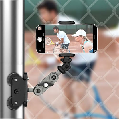 Nakedcellphone Magnetic Fence Post Mount for Gamechanger Cell Phone, iPhone | Also Fits GoPro, Mevo Start - Ideal for Recording Baseball, Softball, Tennis, Pickleball - Wonder Straps Included