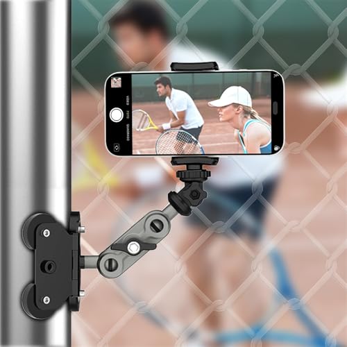 Nakedcellphone Magnetic Fence Post Mount for Gamechanger Cell Phone, iPhone | Also Fits GoPro, Mevo Start - Ideal for Recording Baseball, Softball, Tennis, Pickleball - Wonder Straps Included