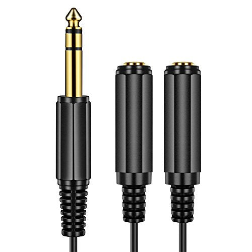 ICESPRING 1/4" 6.35mm Stereo Plug Male to Dual 1/4" Jack Female Cable | Splitter Cable Converter, 0.6 feet