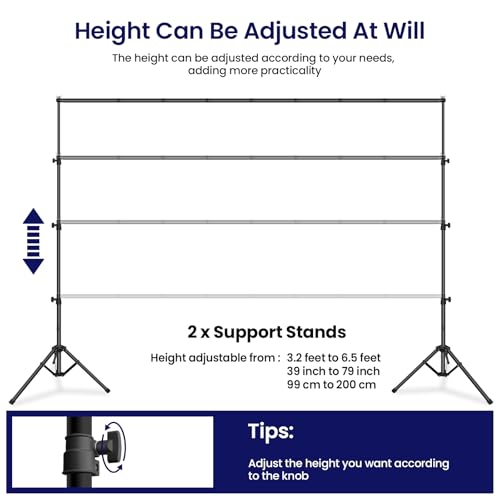 Jiang&Rong Portable Reverse-Folding Backdrop Stand Kit, 10ft x 6.5ft (W x H) Adjustable Background Stand with a Carrying Bag for Party, Birthday, Wedding, Graduation