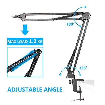 Mic Arm for HyperX QuadCast - Professional Boom Arm Compatible with HyperX QuadCast S and QuadCast Microphone, Adjustable Scissor Microphone QuadCast Boom Arm by YOUSHARES - color: Boom Arm with Cable Sleeve
