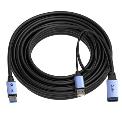 OkyLink Active USB 3.0 Extension Cable A to A, Male to Female 25ft | 8m, 3.2 Gen1, with Power Cable, 5Gbps, Plug and Play,for CCTV Camera, Printer - color: USB3.0(5Gbps), size: 25ft (8m)