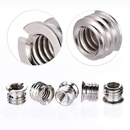3 Sets 1/4 Inch to 3/8 Inch Threaded Screw Mount Adapter Set for Camera Tripod Monopod DSLR Camera Flash Trigger - Female to Female Adapter, Male to Male Screw, Reducer Bushing Screw